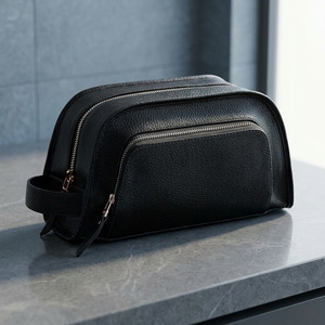 Genuine Leather Toiletry Bag <b>Medium</b> Size Vintage Zipper Closure Durable Cosmetic <b>Case</b> for Travel - Product Image 2
