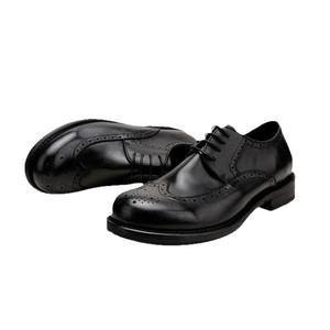 Chaussures habillées Derby pour hommes en cuir véritable marron à bout carré - Style formel pour affaires et mariages, semelle extérieure en caoutchouc antidérapante - Product Image 5