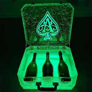 Vitrina Iluminada para Licores - Estante de Acrílico Negro con Recubrimiento en Polvo, Soporte Glorificador Clásico de Lujo con Luz LED para Discoteca - Product Image 1