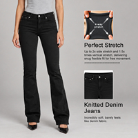 Fabricant OEM – Jean bootcut femme taille basse en denim noir uni extensible tricoté – Style décontracté