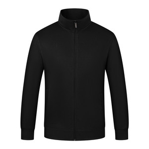 Huamian Enterprise Solid Color Stand Collar Zipper Sweatshirt Thickened Cotton Work Uniform Custom Logo Printing Jacket - Product Image 2