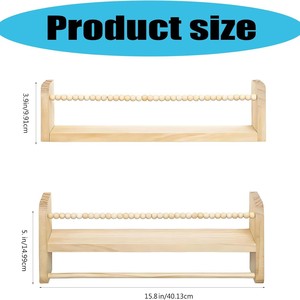 <b>Wall</b> <b>Mounted</b> Wooden Bookshelf For Kids With Hanging Rod 3 Tier Rectangle <b>Shelf</b> For Books Toys And Personal Care Items - Product Image 3