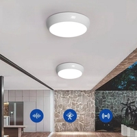 Plafonnier LED Tri-Proof Moderne IP65 18W, Luminaire Oyster, Lampe Extérieure Sportive en PC et ABS, Montage en Surface, Télécommandée