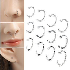 <span class=keywords><strong>Anneau</strong></span> de nez et clous en acier chirurgical 316L en forme de C, <span class=keywords><strong>faux</strong></span> <span class=keywords><strong>piercing</strong></span> sans perçage, clip pour cartilage, boucles d'oreilles hypoallergéniques, bijoux corporels - Product Image 5