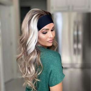 Pelucas sintéticas con diadema, largas, rizadas, onduladas, color marrón ombré, rubio ceniza, media peluca para mujer, para uso diario, cosplay, fiestas, peluca de fibra - Product Image 3