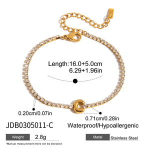 Style Classique Cadena De Acero Inoxidable Y Oro Blanco De 18 Quilates Con Pulsera Tipo Tenis Con Letras Y Cristales Incrustados - Product Image 5