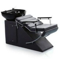 Fauteuil de lavage en cuir Dongkai avec bassin en céramique rotatif et accoudoirs semi-inclinables pour salon de coiffure et institut de beauté