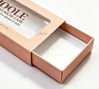 Boîte à tiroir personnalisée rose pêche avec fenêtre transparente pour étui à lunettes, emballage de lunettes, boîte à tiroir avec impression de logo personnalisé