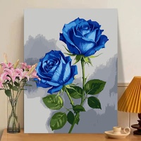 Peinture à l'huile numérique Rose transfrontalière à colorier soi-même, cadeau créatif fait main, décoration d'intérieur, toile à l'huile, cadre en bois massif, moderne