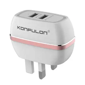 Konfulon畅销书2024双端口2.4A快速壁式充电器适配器促销产品手机旅行适配器