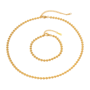 Gioielli Delicati Bracciale e Collana con Charm a Cuore Intrecciato Placcato Oro 18K per Donne - Product Image 1