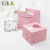 Coffret cadeau fleur rose fleurs éternelles bijoux bague pendentif collier boîte cadeau pour maman petite amie femme
