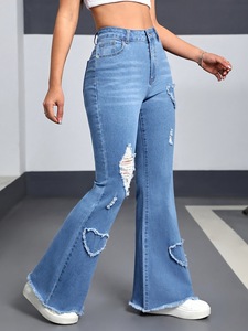 Jeans <span class=keywords><strong>Slim</strong></span> Fit da <span class=keywords><strong>Donna</strong></span> con Design Strappato Traspirante, Vita Alta, Denim Elasticizzato, Moda Estiva Casual - Product Image 2