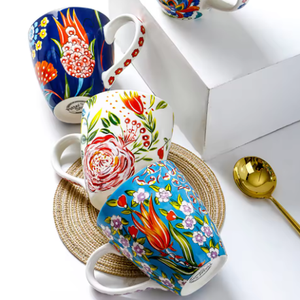 Mug en porcelaine blanche grande capacité 550 ml, motif logo peint à la main, personnalisable, cadeaux d'affaires, pour lait et café, compatible lave-vaisselle et micro-ondes - Product Image 2