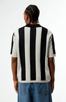 Pull en coton rayé jacquard personnalisé pour homme, style streetwear, manches courtes, maillot de football tricoté
