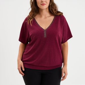 Soft Polyamide Long Logo Short Sleeve Plus Size T-Shirt for Women with Relaxed Fit Breathable Fabric Daily Wear & Layering - Product Image 2
