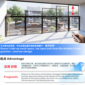 <span class=keywords><strong>NUEVO</strong></span> y POPULAR Barandal de Vidrio y Aluminio Retráctil Manual, Fácil de Instalar, Moderno, Resistente al Óxido/Agua, para Balcón, Villa/Hotel - Product Image 2