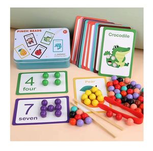 Juego Sensorial Educativo Preescolar, Regalos para Niños, Habilidades Motoras, Clasificación de Colores, Juguete Montessori con Cuentas para Pinzar - Product Image 1