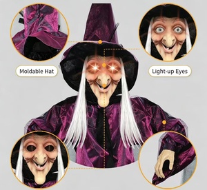 Fantasma Colgante <span class=keywords><strong>de</strong></span> <span class=keywords><strong>Bruja</strong></span> <span class=keywords><strong>de</strong></span> Halloween <span class=keywords><strong>con</strong></span> Sombrero y <span class=keywords><strong>Luz</strong></span>, Decoración Luminosa <span class=keywords><strong>de</strong></span> Pelo Largo para Casa Encantada, Horrorífica, ¡Gran Venta! - Product Image 5
