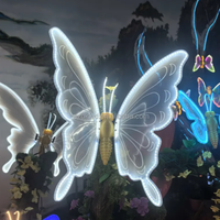 Lumières de papillon 3D flottantes d'extérieur, décoration de jardin imperméable pour l'éclairage des pelouses de parc
