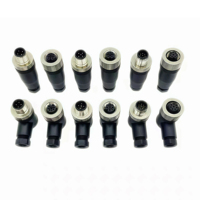 Connecteur d'alimentation circulaire DIN mâle/femelle HYF M12 4/5 broches A-Code droit/à angle droit PG7 PG9 étanche IP67 250V 4A PCB doré