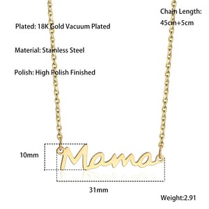 Regalos del Día DE LA MADRE letra inicial personalizada mamá colgante collar chapado en oro joyería de acero inoxidable para mujeres - Product Image 2