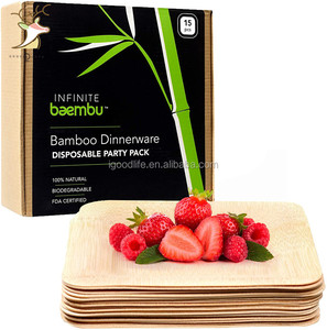 Assiettes biodégradables de 10 pouces en feuille de palmier Areca plats jetables en bambou en bois populaires pour les fêtes et les mariages - Product Image 2