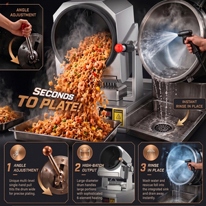 Robot de cuisine automatique en acier inoxydable de 360 mm, machine à riz frit, wok, cuisinière à gaz commerciale pour restaurant, cuisinière numérique - Product Image 5