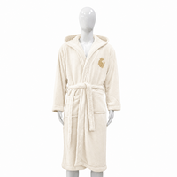 Peignoir personnalisé avec logo brodé, en flanelle de polyester, doux, beige, léger, pour la salle de bain et la vente en ligne, pour adultes