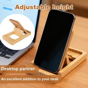 Wooden <b>Desktop</b> Phone <b>Stand</b> Foldable Portable Mobile Holder For Desk Use Bamboo Color Simple Design - Product Image 4