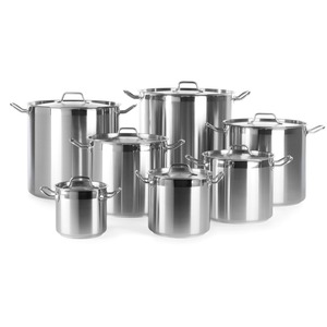 Olla de acero inoxidable Utensilios de cocina comerciales Olla de stock con tapa - Product Image 1