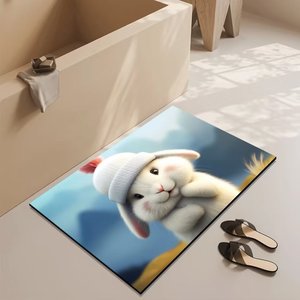 سجادة أرضية ثلاثية الأبعاد بتصميم كرتوني، مناسبة للحمام والمطبخ، مزودة بتقنية تصريف مياه مزدوجة، مصنوعة من قماش ماص وغير قابل للانزلاق. - Product Image 2
