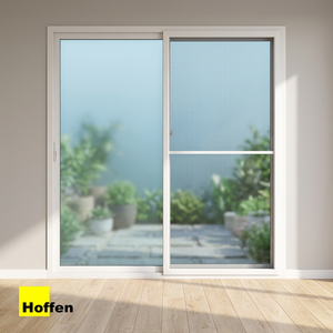 ประตูบานเลื่อนคู่ Hoffen Pro ทำจาก UPVC พร้อมกระจก ขนาด 160x205 สีขาว มีมุ้งกันยุง กันน้ำ และฉนวนกันความร้อน เหมาะสำหรับใช้ในโรงแรม รับประกันตลอดอายุการใช้งาน - Product Image 2