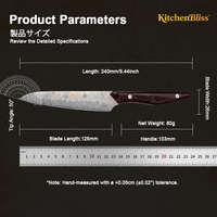 KitchenBliss Dagelijkse Fruitmessen 113 Lagen VG10 Koper Damascus Mes 5 Inch Utility Mes Keukenmes met Hars Handvat