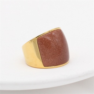 Personalized Jewelry Chunky <b>Rings</b> 18k Gold Plated Opal Stone Charm <b>Rings</b> <b>for</b> <b>Men</b> - Product Image 2