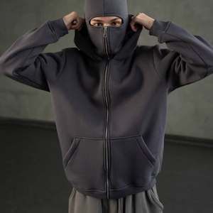 <span class=keywords><strong>2025</strong></span> 최신 디자인 사용자 정의 450gsm 지퍼 Balaclava 후디 하이 퀄리티 스트리트웨어 인쇄 일반 면 지퍼 닌자 후드 남자