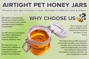 Oferta: Envases Reutilizables para Dulces y Alimentos de 250 ml (8.5 oz), Frascos de Plástico PET Transparente Irrompibles con Tapa Abatible para Miel - Product Image 4