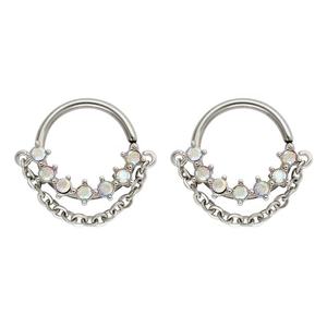 Anneau de nez en acier chirurgical 316L avec gemme AB, piercing de septum, bijou de corps tendance - Product Image 1
