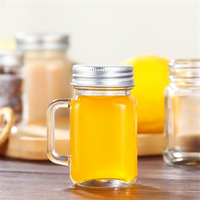 Pot Mason carré à paroi simple de 500 ml (16 oz) avec couvercle à poignée, personnalisable avec logo, réutilisable, en verre, pour boissons et smoothies
