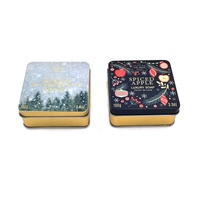 Mini boîte à charnière carrée en métal gaufré, emballage en étain, aromathérapie, boîte à savon de luxe, vente en gros