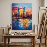Peinture à l'huile artisanale sur toile de coton 450 GSM, décor mural 3D de luxe pour la maison, paysage moderne, design original sur mesure