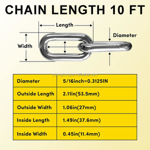 Chaîne d'ancrage marine soudée de 5/16 po, chaîne de levage robuste en acier inoxydable 316 pour bateau avec manilles, maillons de chaîne en acier inoxydable - Product Image 3