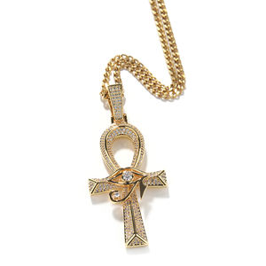 UWIN-collar con colgante de Cruz Ankh, colgante de <span class=keywords><strong>Ojo</strong></span> de Horus Ankh, <span class=keywords><strong>amuleto</strong></span> de joyería de Hip Hop <span class=keywords><strong>egipcio</strong></span> antiguo, 2023 - Product Image 3