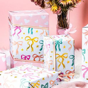 Shining colorful <b>bow</b>-shaped heart pattern pink double-sided aluminum-coated paper <b>gift</b> wrapping paper for Valentine's Day - Product Image 2