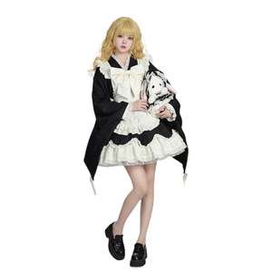 Japanese Lolita Maid Dress Black White Lace Apron Cosplay Costume For Anime Role Play Fresh Sweet Style - Product Image 5