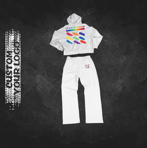 100% ropa de calle de algodón para hombre, sudaderas con capucha bordadas con arcoíris, pantalones de chándal, conjuntos de chándales sueltos personalizados para otoño, estampado informal - Product Image 1