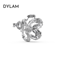 Dylam Dropshipping S925 Boucles d'oreilles en argent fleur rose plaqué or 18 carats Bijoux Boucles d'oreilles en zircon cubique pour femmes pour fête ou mariage