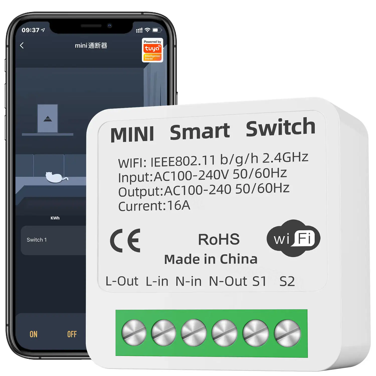 2 vie APP Timing Mini Controller fai da te Breaker 16A + Bluetooth + WIFI Tuya Smart Switch per Alexa Google home