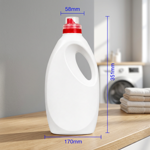 ขวดพลาสติก HDPE รูปทรงวงรีพร้อมฝาเกลียว รีไซเคิลได้ สำหรับบรรจุภัณฑ์น้ำยาซักผ้า น้ำยาปรับผ้านุ่ม สารเคมีในครัวเรือน ขนาด 3000 มล. - Product Image 2