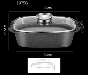 Hot Sale <strong>Fish</strong> Pan Commercial 32cm Big Nonstick Granite Die Casting Aluminum Induction Enamel Roaster Pan with Lid - Product Image 3